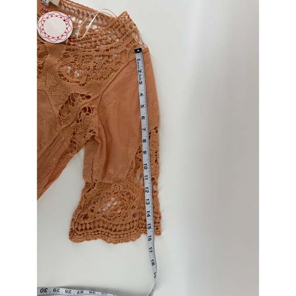 Umgee USA Womens Large Terracotta Crochet Lace Boho Top NWT Beach Resort Wear - Picture 6 of 7